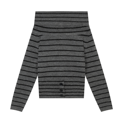 橘子树在哪儿一字肩条纹针织衫女