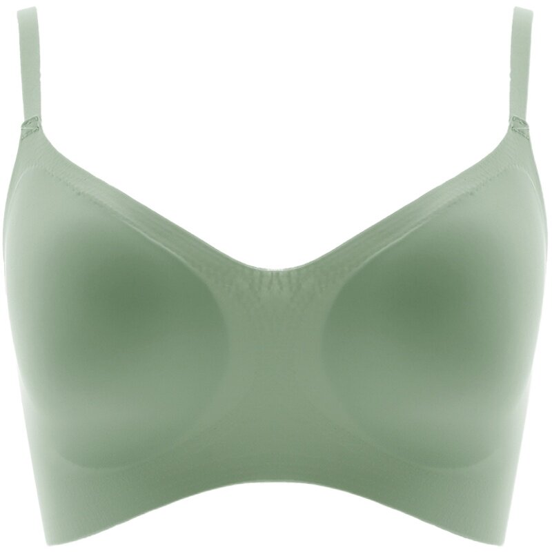 依柚乳胶无痕运动背心式内衣女睡眠薄款聚拢无钢圈小胸文胸罩套装