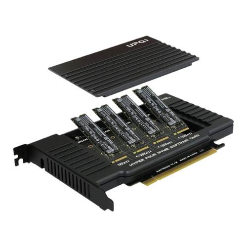 PCIe X16卡槽转M2硬盘NVMe协议4盘位存储扩展卡固态ssd硬盘架拆分