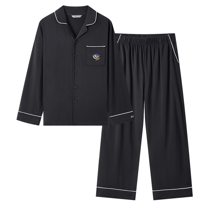 TeenieWeenie小熊男款睡衣女春秋季2026新款纯棉情侣女家居服套装