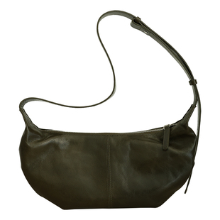 猴子家 头层油蜡牛皮可颂牛角包 慵懒单肩斜挎复古包 秋冬款女包