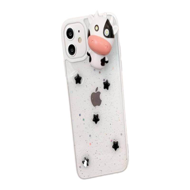 可发声发光奶牛手机壳可爱牛牛闪光灯立体水牛记套适用iPhone14立体12苹果华为创意13高级感会哞叫小牛的挂件