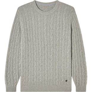 鄂尔多斯1980 圆领/半高领绞花纯羊绒衫秋冬男士厚款保暖针织衫