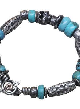 跋折罗银松石游牧风原创手工手链