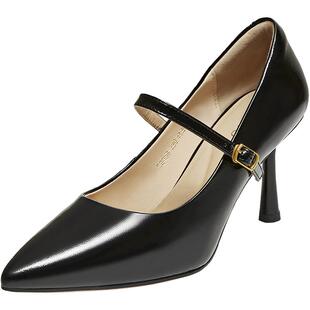 百思图2026春季商场新款羊皮细跟高跟鞋浅口单鞋尖头女鞋S8058AQ6