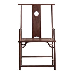 官帽太师椅中式实木靠背椅子黑胡桃木官帽椅新中式茶室主人椅茶椅