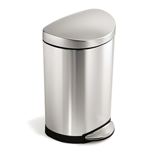 美国simplehuman 高端不锈钢脚踏式静音垃圾桶 半圆形缓落盖 10L