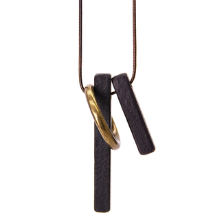 曲尾花手工毛衣链女 原创黑檀木饰品节日礼品项链简约欧美吊坠男