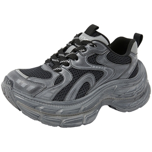 百田森男女同款新款休闲运动鞋春季超火老爹鞋配阔腿裤的厚底鞋