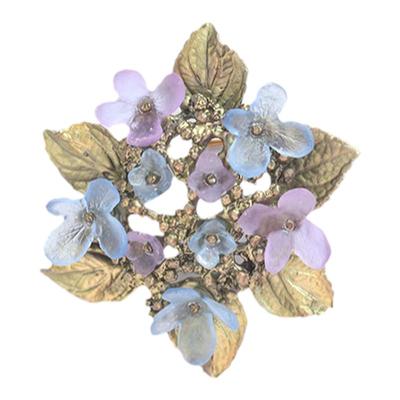 蓝色绣球花胸针高档女气质