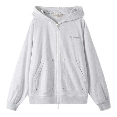 十二篮休闲慵懒宽松拉链连帽卫衣