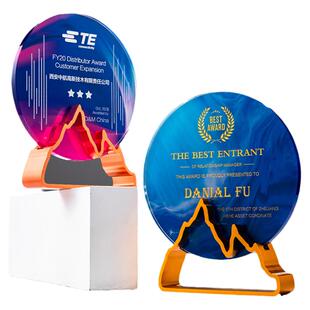 炫彩金属水晶奖杯定制高档企业公司优秀员工年会奖牌纪念奖品定做
