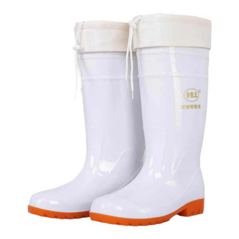 白色加绒高筒雨鞋食品卫生靴防水防油防滑耐磨加厚棉雨靴男士水鞋