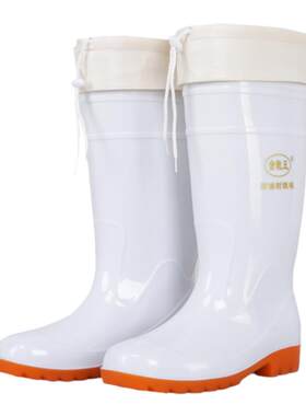 白色高筒加绒棉雨鞋保暖防滑雨靴