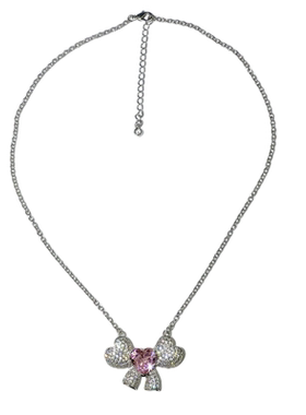 粉色爱心蝴蝶满钻少女心锁骨链