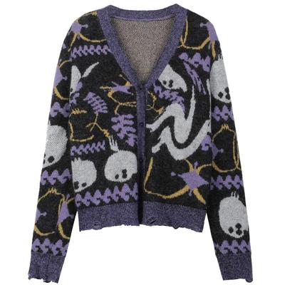 未知未觉v领慵懒风针织开衫