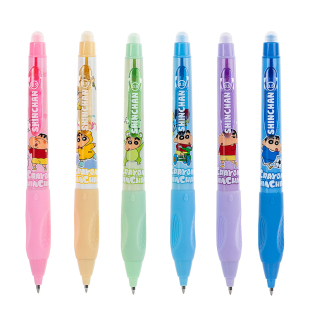 一木林蜡笔小新可擦中性笔套装可爱卡通小学生专用正姿笔三年级热可擦按动黑色晶蓝色高颜值摩易擦水笔圆珠笔