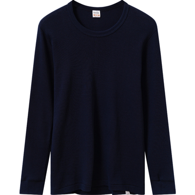 宜而爽全棉中老年圆领秋衣上衣