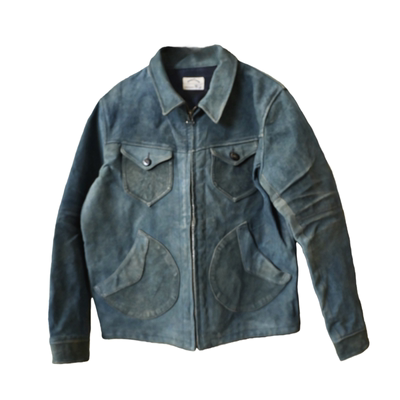 SONOFL蓝染山羊皮美式机车夹克