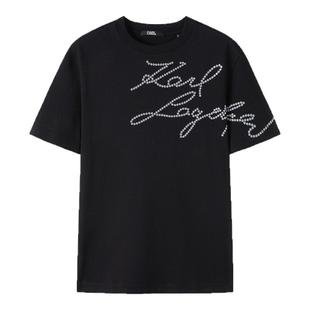 KARL LAGERFELD【纯棉】烫钻短袖T恤25夏季新款老佛爷卡尔潮男装