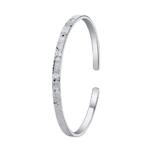 顺钦银楼S9999足银吉祥碎冰冰手镯女碎冰吉祥新中式百搭开口银镯