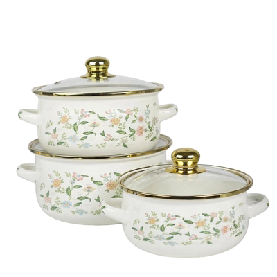 欧丽家珐琅搪瓷锅搪瓷汤锅带盖双耳锅家用厨房炖锅煮面泡面锅明火