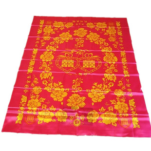 杭州丝绸织锦缎被面仿真丝七彩绸缎红白喜事结婚披红缝被子百子图