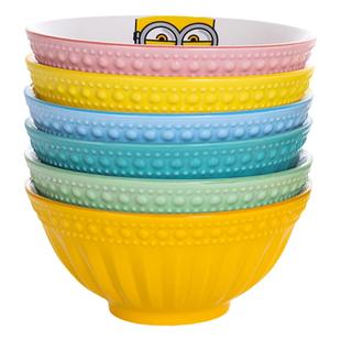 2025新年碗套装卡通儿童面碗大人米饭碗家用一人一个小黄人陶瓷碗