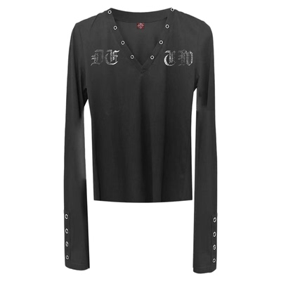 DETWV领哥特印花长袖打底衫