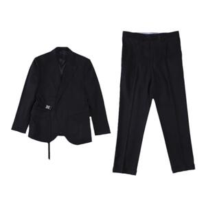 秋冬系带黑色英伦风两件套西服
