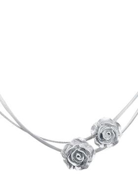 银色玫瑰花项链颈链轻奢小众