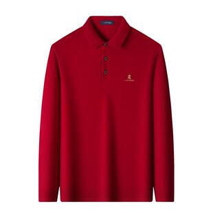 [羊毛蚕丝]梦特娇Polo打底针织衫男士红色本命年马年衣服2026春J