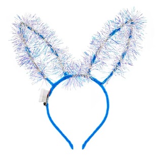 新款加长发光羽毛兔耳朵头饰带灯夜光猫耳朵发箍夜市发光玩具