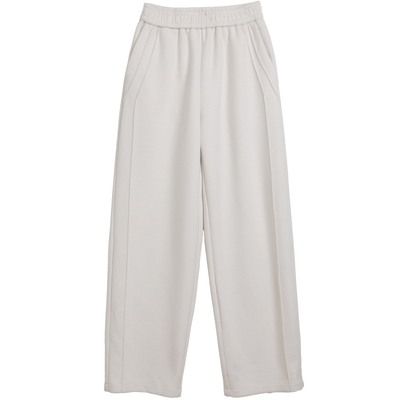 白色裤子女冬加绒加厚弯刀裤高腰垂感直筒裤醋酸糯米裤羊毛阔腿裤