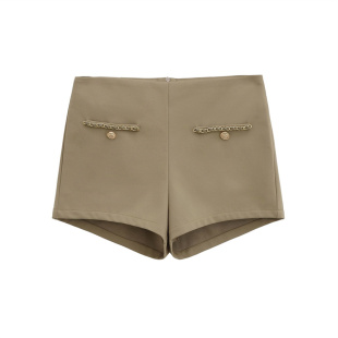 名媛千金性感丰胯垫白色短裤女夏季高腰弹力纯欲风休闲直筒裤热裤