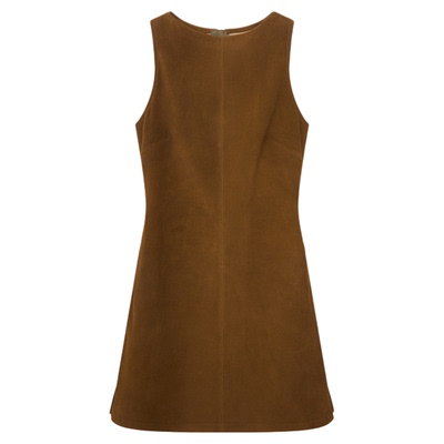 弹力绒面皮背心连衣裙