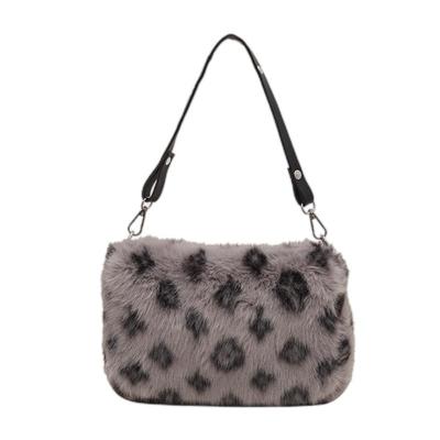 秋冬新款毛茸茸包包女包高级感印花毛毛包时尚百搭毛绒单肩斜挎包