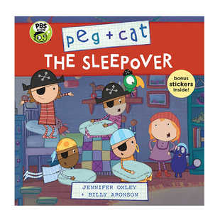Peg + Cat: The Sleepover佩格与小猫数学绘本附贴纸3进口原版英文书籍