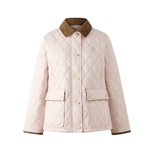 【轻暖棉服】Eland衣恋棉衣女菱格翻领小香风外套保暖26春季新款