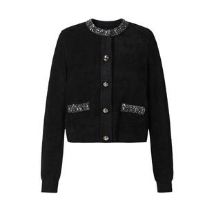 MOISSAC摩萨克冬亮片小香风毛衫上衣短外套女