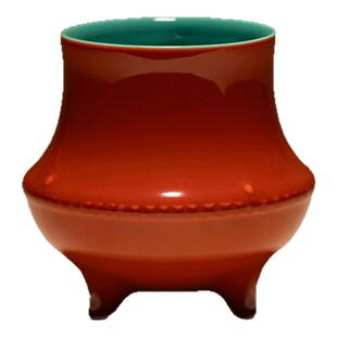 里作创意故宫红三足建水家用陶瓷茶渣缸高端干泡水盂茶道零配杯洗