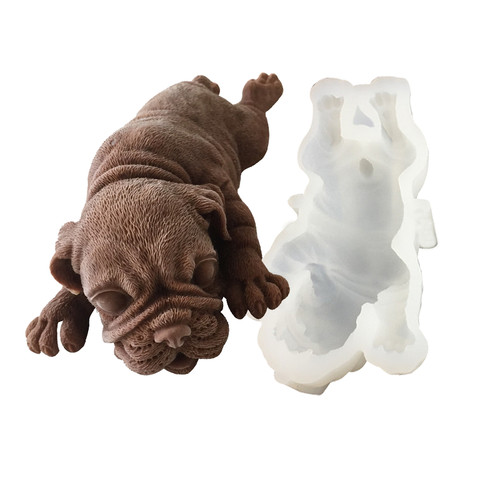 抖音网红立体3D沙皮狗慕斯模具小脏脏狗冰激凌硅胶蛋糕4寸第二代