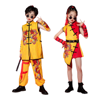 六一国风儿童嘻哈武术演出服