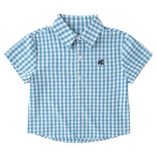 男童polo领衬衫夏装宝宝短袖T恤儿童半袖格子衬衣小童衣服夏季薄