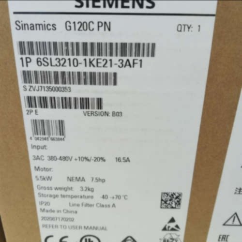 议价6SL3210-1KE21-3AF1西门子G120内置滤波器变频器6SL32101KE21