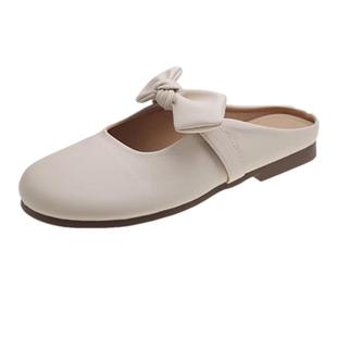 软底包头拖鞋女外穿懒人鞋2026夏季新款法式蝴蝶结一脚蹬半托单鞋