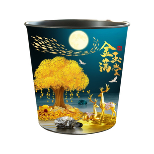 新中式铁艺桌面垃圾桶创意轻奢台面茶几餐桌收纳桶家用桌上小铁桶