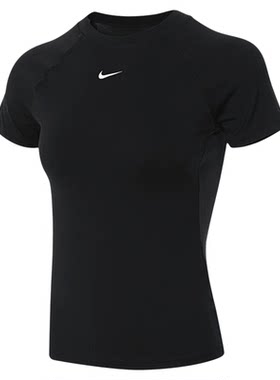 Nike耐克短袖女小勾短款瑜伽训练修身款速干运动T恤衫FV7843-010