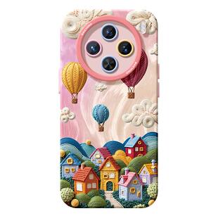 适用vivox300手机壳女款x100s保护套x80pro硅胶70全包防摔x60tpro高级50新款x200油画vivo卡通小镇pro+软外壳