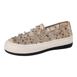 Tt&Mm/汤姆斯女鞋一脚蹬舒适休闲透气板鞋2025夏季单网网布帆布鞋